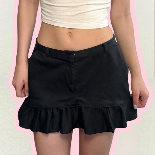 black ruffle mini skirt - SMALL