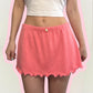 pink knit ruffled mini skirt - SMALL