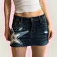 star patch denim skirt - SMALL