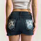 star patch denim skirt - SMALL