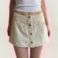 cream button up denim and lace mini skirt - XS