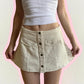 cream button up denim and lace mini skirt - XS