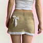 khaki + lace mini skirt - SMALL