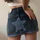 Star Patch Denim Mini Skirt