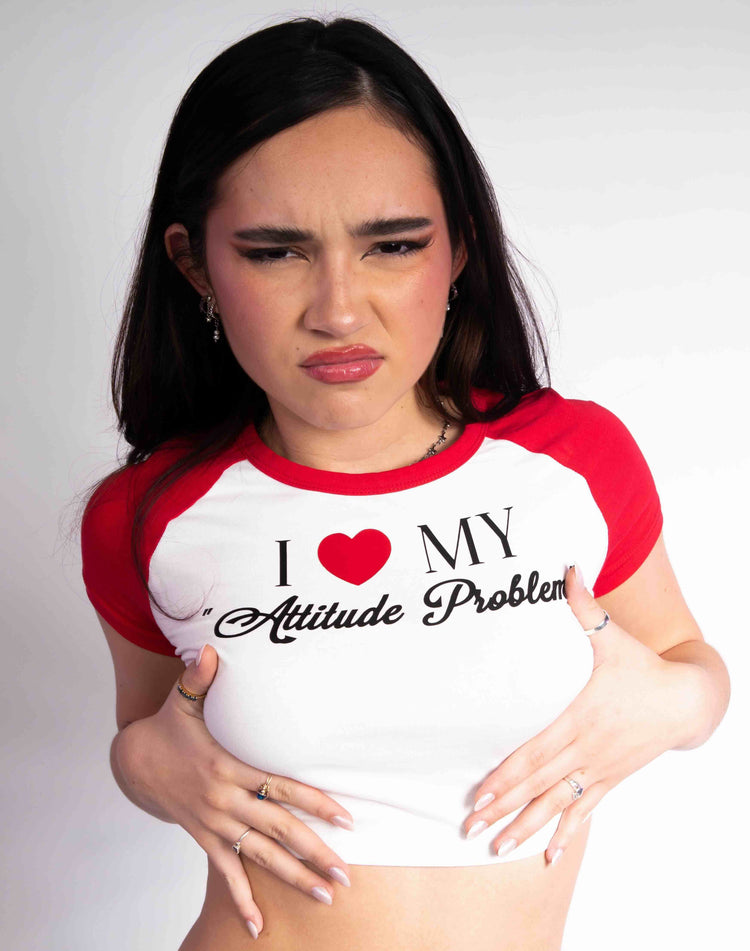 "attitude problem" baby tee - S