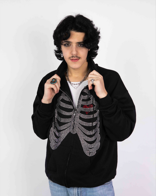 ribcage zip up hoodie - XL