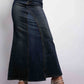 Solid Denim Maxi Skirt