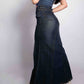 Solid Denim Maxi Skirt