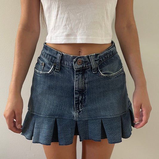 OG denim pleated mini skirt - MEDIUM