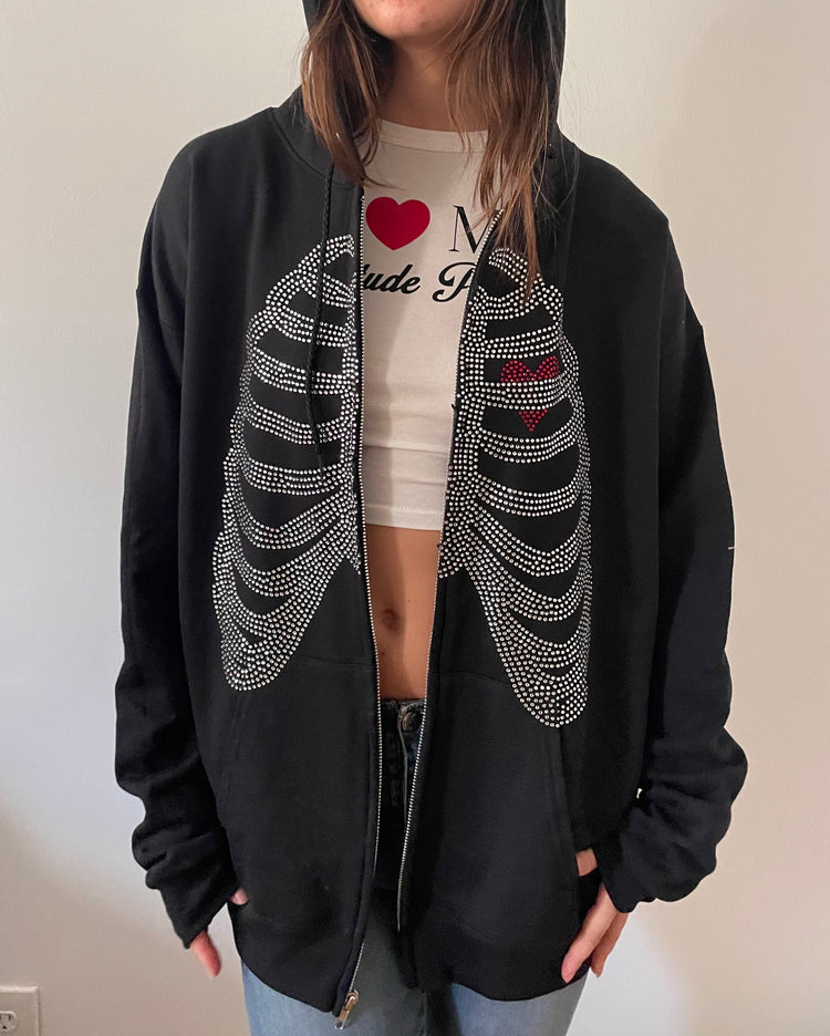 ribcage zip up hoodie - XL