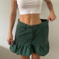 green ruffled mini skirt - LARGE