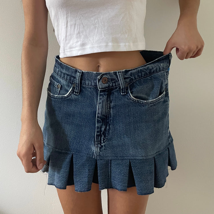 OG denim pleated mini skirt - MEDIUM