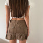 brown ruffled mini skirt -SMALL