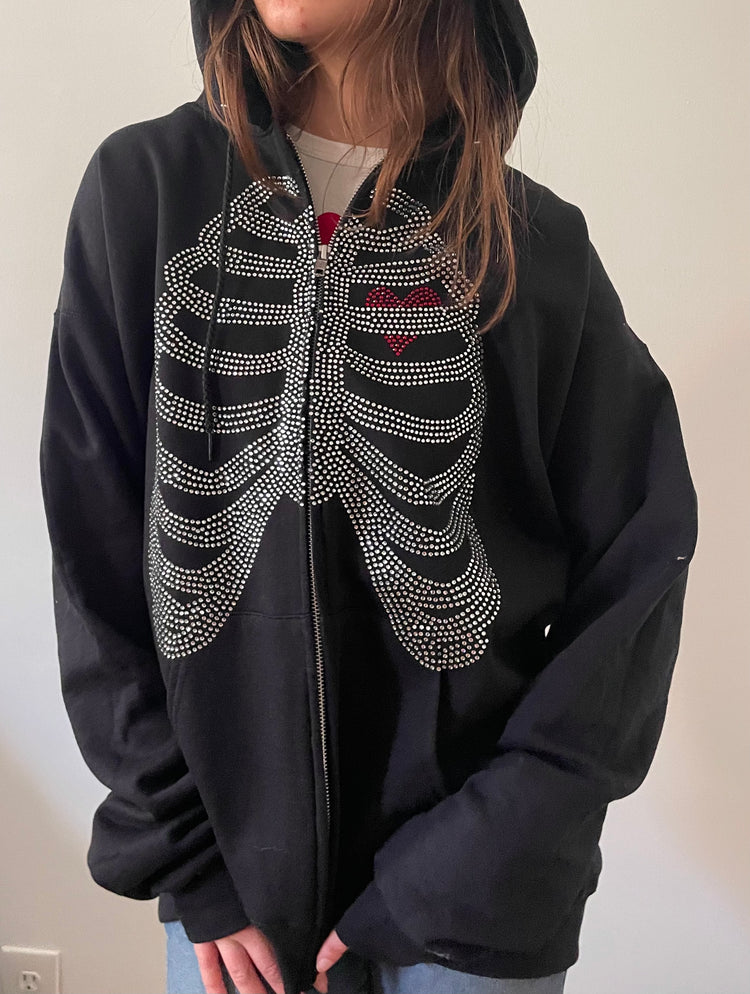 ribcage zip up hoodie - XL