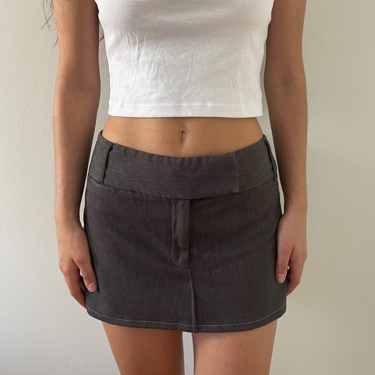 Gray Trouser Micro Mini Skirt - MEDIUM/LARGE